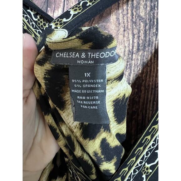 Maxi Dress Womens 1X Plus Leopard Print Sleeveless Chelsea And Theodore Goddess - Picture 8 of 8